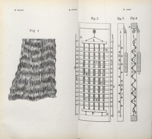 Brevet déposé par Mariano Fortuny y Madrazo (1871-1949 ) pour un genre d'étoffe plissée ondulée. Source  Archives INPI